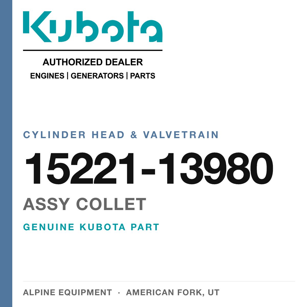 Genuine Kubota assy collet, part number 15221-13980 — Alpine Equipment
