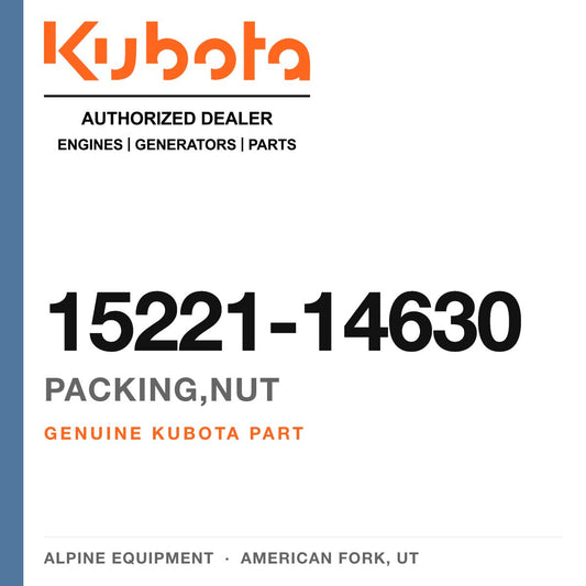 Genuine Kubota packing,nut, part number 15221-14630 — Alpine Equipment