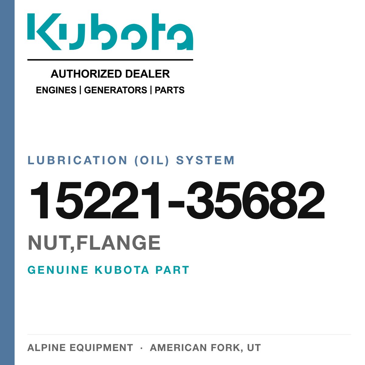 Genuine Kubota nut,flange, part number 15221-35682 — Alpine Equipment