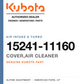 Genuine Kubota cover,air cleaner, part number 15241-11160 — Alpine Equipment