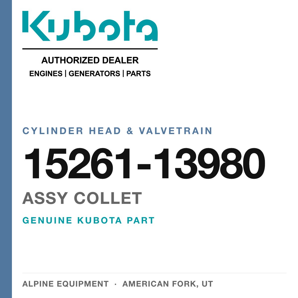 Genuine Kubota assy collet, part number 15261-13980 — Alpine Equipment