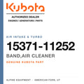 Genuine Kubota band,air cleaner, part number 15371-11252 — Alpine Equipment