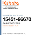Genuine Kubota gasket,copper, part number 15451-96670 — Alpine Equipment