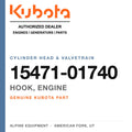 Genuine Kubota hook, engine, part number 15471-01740 — Alpine Equipment