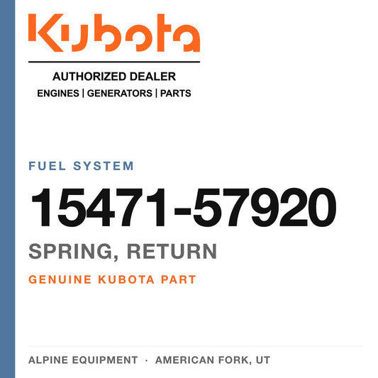 Genuine Kubota spring, return, part number 15471-57920 — Alpine Equipment