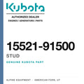 Genuine Kubota stud, part number 15521-91500 — Alpine Equipment