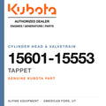 Genuine Kubota tappet, part number 15601-15553 — Alpine Equipment