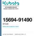 Genuine Kubota stud, part number 15694-91490 — Alpine Equipment
