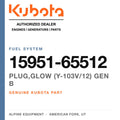 Genuine Kubota plug,glow (Y-103V/12) gen b, part number 15951-65512 — Alpine Equipment