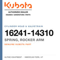 Genuine Kubota spring, rocker arm, part number 16241-14310 — Alpine Equipment