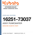 Genuine Kubota assy pump,water, part number 16251-73037 — Alpine Equipment