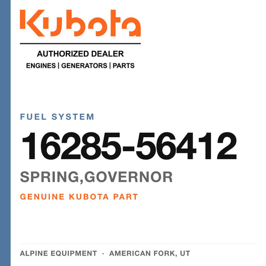 Genuine Kubota spring,governor, part number 16285-56412 — Alpine Equipment