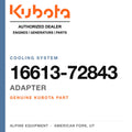Genuine Kubota adapter, part number 16613-72843 — Alpine Equipment