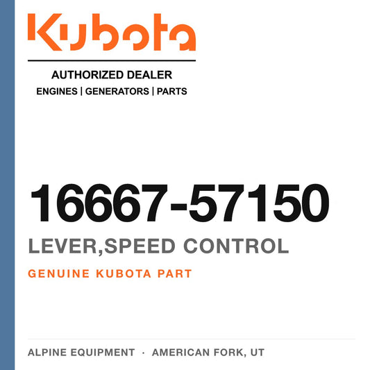 Genuine Kubota lever,speed control, part number 16667-57150 — Alpine Equipment