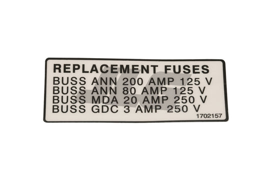 1702157 | DECAL, FUSE REPLACEMENT
