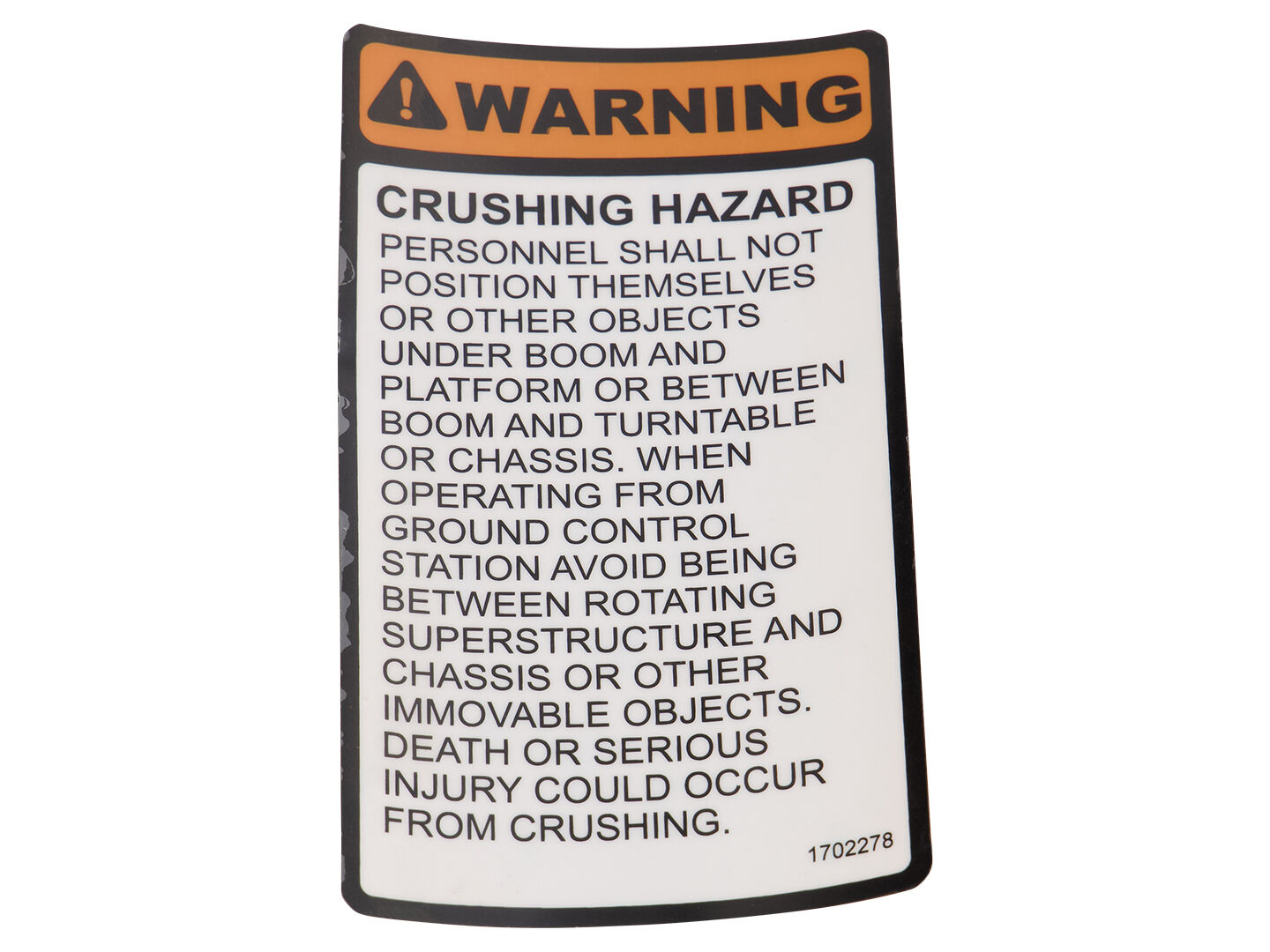 1702278 | DECAL, (CRUSH HAZARD)