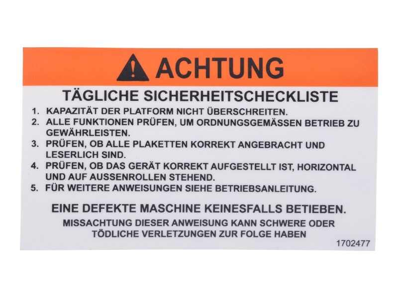 1702477 | DECAL, CHECKLIST (GER)