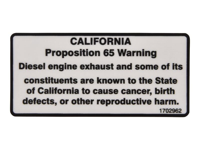 1702962 | DECAL, WARNING PROP 65/DSL