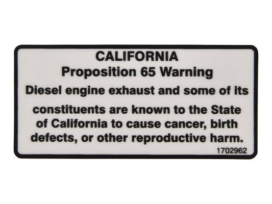 1702962 | DECAL, WARNING PROP 65/DSL