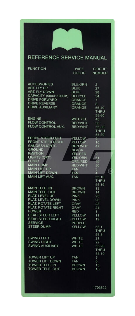 1703622 | DECAL,SERVICE MANUAL REFERENCE