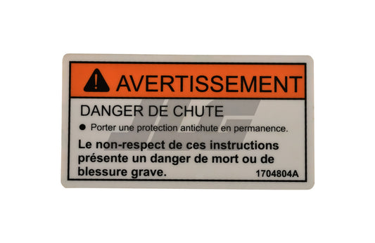 1704804 | DECAL, WARNING FALL HAZARD (CA