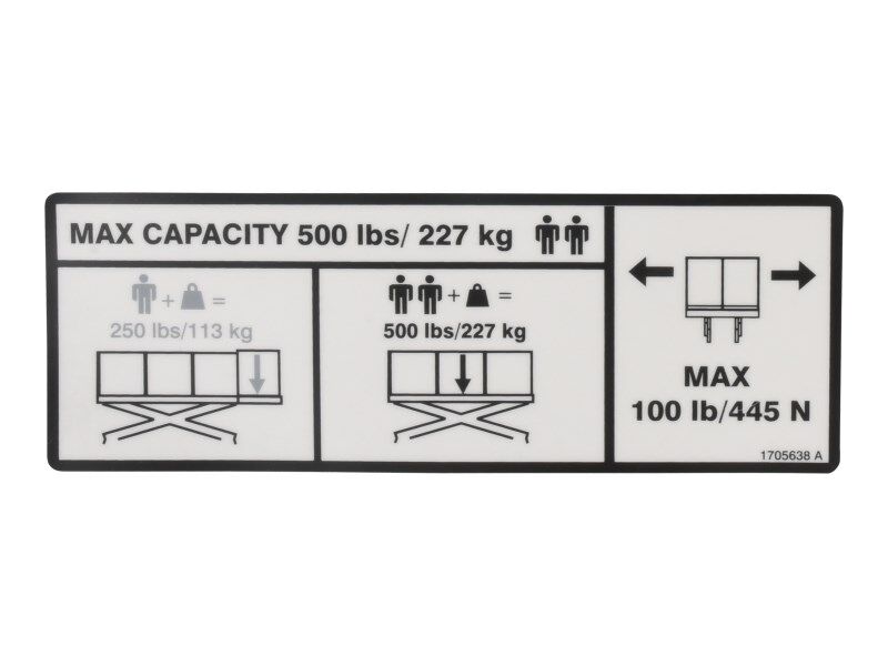 1705638 | 500 LB - 230 KG Max Capacity Decal
