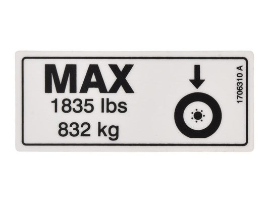 1706310 | DECAL, TIRE LOAD(1835LB/832KG)