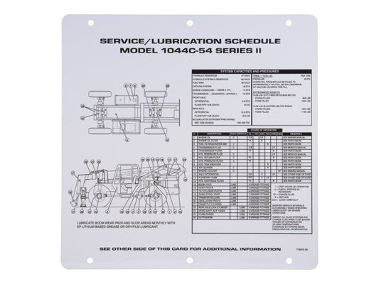 1706502 | CARD,FLIP, SERVICE/LUBE