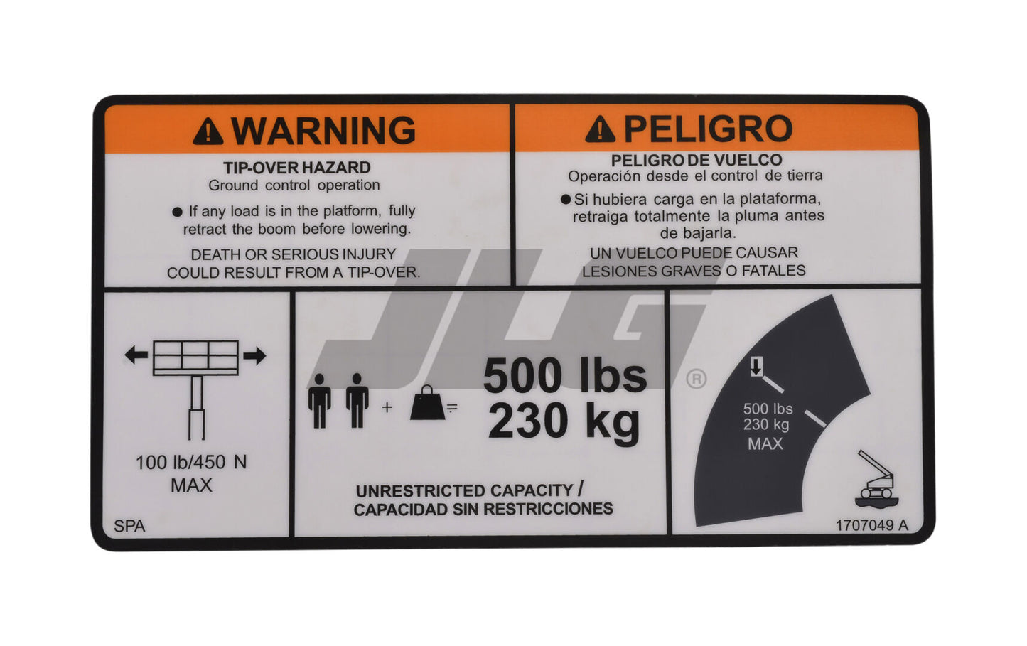 1707049 | DECAL,500LBSMAXCAP600SJ(SPA)
