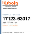 Genuine Kubota assy starter, part number 17123-63017 — Alpine Equipment