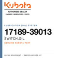 Genuine Kubota switch,oil, part number 17189-39013 — Alpine Equipment