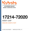 Genuine Kubota assy cap, part number 17214-72020 — Alpine Equipment