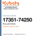 Genuine Kubota pulley,fan, part number 17351-74250 — Alpine Equipment