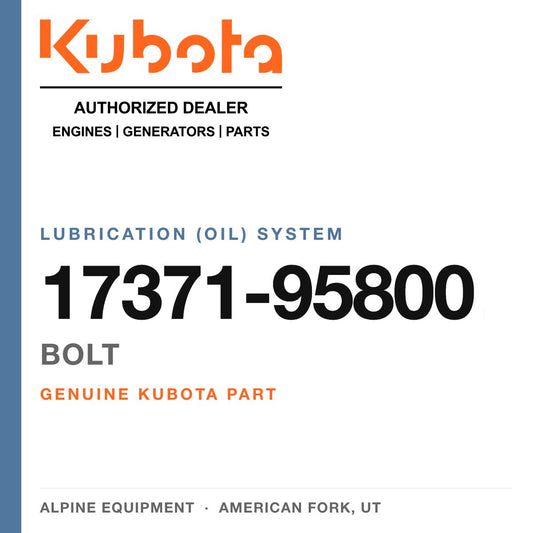 Genuine Kubota bolt, part number 17371-95800 — Alpine Equipment