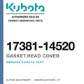 Genuine Kubota gasket,head cover, part number 17381-14520 — Alpine Equipment