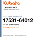 Genuine Kubota assy dynamo, part number 17531-64012 — Alpine Equipment