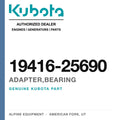 Genuine Kubota adapter,bearing, part number 19416-25690 — Alpine Equipment