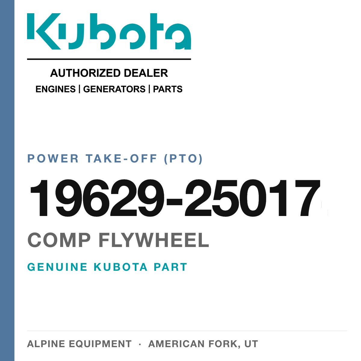 Genuine Kubota comp flywheel, part number 19629-25017 — Alpine Equipment