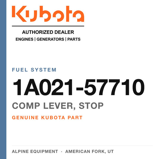 Genuine Kubota comp lever, stop, part number 1A021-57710 — Alpine Equipment