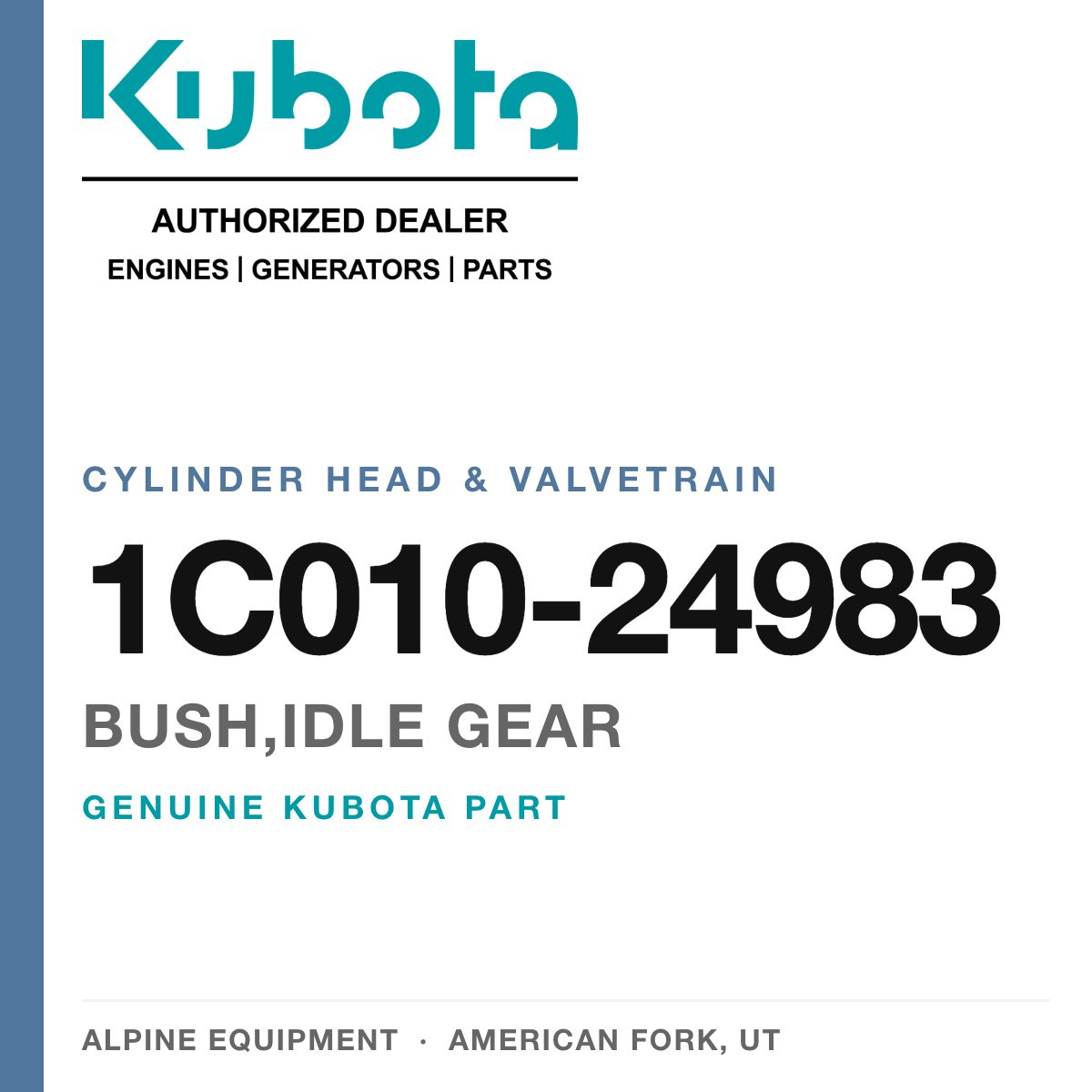 Genuine Kubota bush,idle gear, part number 1C010-24983 — Alpine Equipment