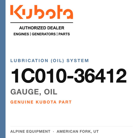 Genuine Kubota gauge, oil, part number 1C010-36412 — Alpine Equipment
