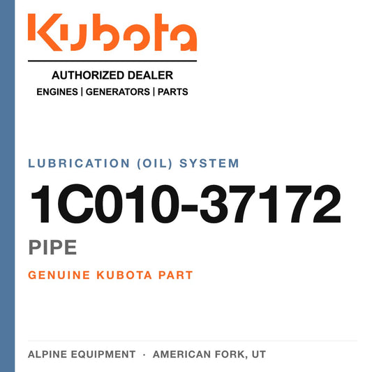 Genuine Kubota pipe, part number 1C010-37172 — Alpine Equipment