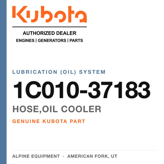 Genuine Kubota hose,oil cooler, part number 1C010-37183 — Alpine Equipment