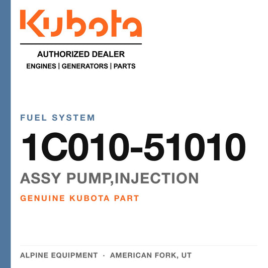 Genuine Kubota assy pump,injection, part number 1C010-51010 — Alpine Equipment