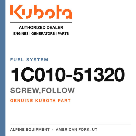 Genuine Kubota screw,follow, part number 1C010-51320 — Alpine Equipment
