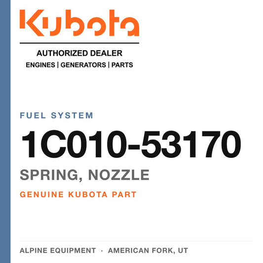 Genuine Kubota spring, nozzle, part number 1C010-53170 — Alpine Equipment