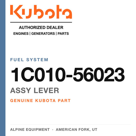 Genuine Kubota assy lever, part number 1C010-56023 — Alpine Equipment