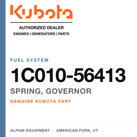 Genuine Kubota spring, governor, part number 1C010-56413 — Alpine Equipment