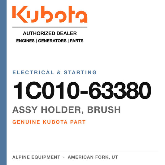 Genuine Kubota assy holder, brush, part number 1C010-63380 — Alpine Equipment