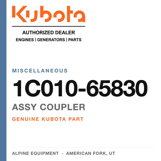 Genuine Kubota assy coupler, part number 1C010-65830 — Alpine Equipment